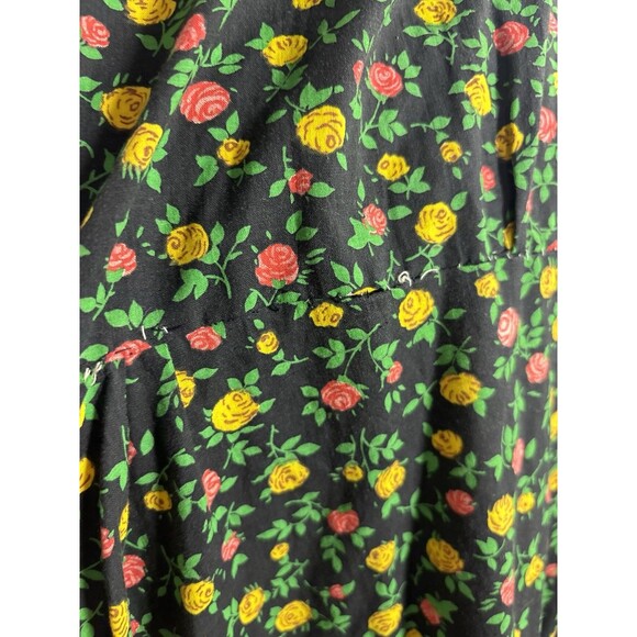 vintage 70s 60s Ditsy Floral Prairie Dress Long Sz M Cottagecore Metal Talon Zip - Picture 5 of 16